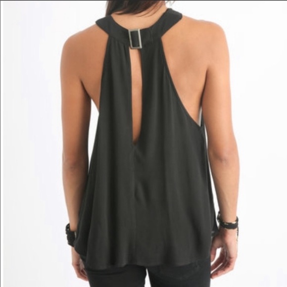Free People | Twist & Shout Keyhole Buckle Halter Tank Top Black OB524991 (XS) - Picture 2 of 16